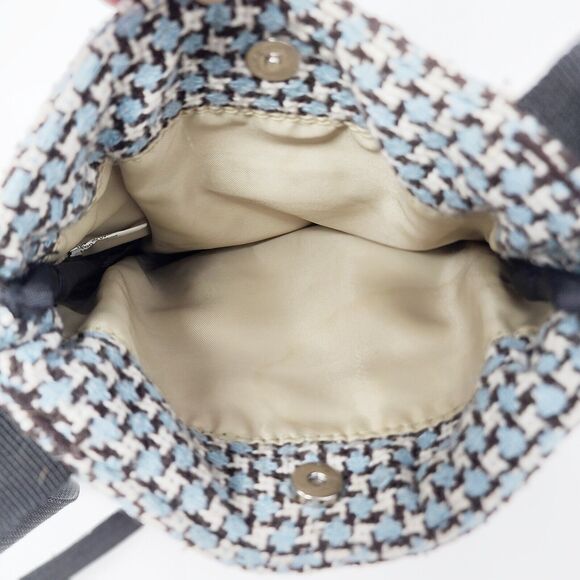 KAVU Keeper Crossbody Messenger Shoulder Bag Tweed Multi Pocket Blue White Black - Picture 12 of 15